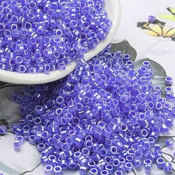 Electroplate Transparent Glass Seed Beads, Ceylon, Cylinder, Cornflower Blue, 2.5x1.6mm, Hole: 1.4mm, about 50398pcs/pound
