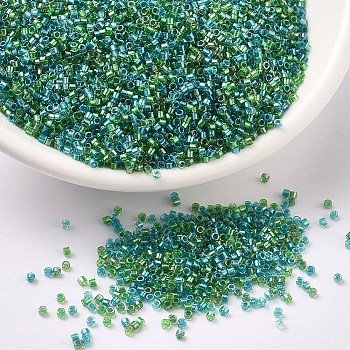 MIYUKI Delica Beads, Cylinder, Japanese Seed Beads, 11/0, (DB0984) Sparkling Lined Aqua Fresco Mix(Aqua Teal Green) , 1.3x1.6mm, Hole: 0.8mm, about 10000pcs/bag, 50g/bag
