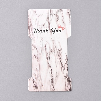 Cardboard Hair Clip Display Cards, Marble Texture Pattern, Word Thank You, Rectangle, White, 115x60x0.3mm, Hole: 22x8.5mm