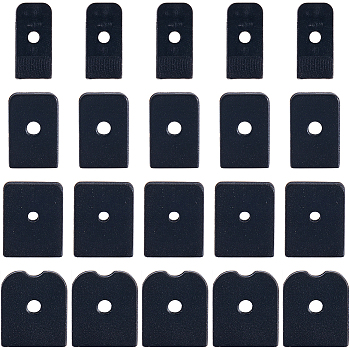 120Pcs 4 Style Resin Boning Caps for Wedding Dress, Boning Tip Covers, DIY Sewing Supplies, Rectangle, Black, 14x7~12x2.5~3mm, Hole: 1.8~2.2mm, Inner Diameter: 5.5~11mm, 30pcs/style