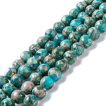 Assembled Natural Imperial Jasper & Synthetic Opal Beads Strands, Dyed, Round, Dark Cyan, 8mm, Hole: 1.2mm, about 50pcs/strand, 15.75''(40cm)