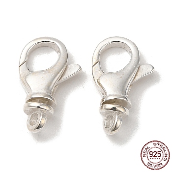925 Sterling Silver Lobster Claw Clasps, with 925 Stamp, Silver, 16x10x5mm, Hole: 1.8mm