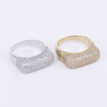 Brass Micro Pave Cubic Zirconia Finger Rings, Handbag, Mixed Color, 16~19mm