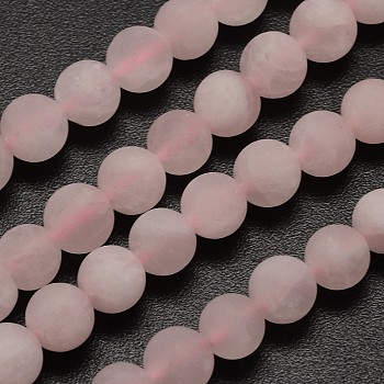 Natural Rose Quartz Beads Strands, Frosted, Round, 10mm, Hole: 1mm, about 38pcs/strand, 14.9 inch