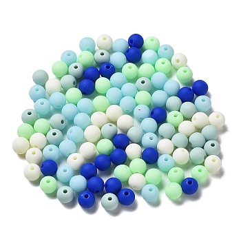 Frosted Opaque Acrylic Beads, Round, Dark Blue, 8mm, Hole: 2mm, about 1851pcs/500g