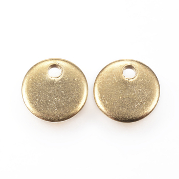 Ion Plating(IP) 304 Stainless Steel Charms, Flat Round, Stamping Blank Tag, Golden, 6x1mm, Hole: 1mm