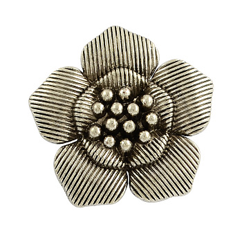 Tibetan Style Alloy 3D Flower Pendant Enamel Settings, Cadmium Free & Nickel Free & Lead Free, Antique Silver, 38x39.5x1mm, Hole: 3.5mm