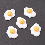 Resin Pendants, Imitation Food, Play Food, Fried Egg, White, 27x20.5x7.5mm, Hole: 1.6mm(X-RESI-F030-21)