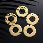304 Stainless Steel Pendants, Mirror Polished Finish, Blank Stamping Tags, Circle Ring, Golden, 30x1.8mm, Hole: 1.6mm(STAS-I140-08G)