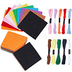 40Pcs Square Felt Fabric, with 10 Skeins 10 Colors Cotton Sewing Thread, Mixed Color, 101x101x1mm(DIY-CY0003-37)