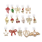 16Pcs PVC Mobile Dustproof Plugs, with Alloy Enamel Pendants, Golden, Mixed Shapes, Mixed Color, 27~38mm(HJEW-ME00078)
