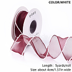 1Roll 5 Yards ABS Pearl Edged Mesh Ribbon for Bowknot Making, Gift Wrapping, Dark Red, 1-5/8 inch(40mm), 5yards/set(OCOR-YW0001-13C)