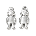 304 Stainless Steel Pendants, Girl with Striped Shirt Charms, Stainless Steel Color, 23x10x3mm, Hole: 2x1.8mm(SA-CBAAC28-21P)