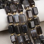 Natural Botswana Agate Beads Strands, Faceted, Cuboid, with Seed Beads, 14.5x9.5mm, Hole: 1.2mm, about 23pcs/strand, 15.75''(40cm)(G-P611-A02-02)
