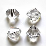 Imitation Austrian Crystal Beads, Grade AAA, K9 Glass, Faceted, Bicone, Clear, 6x6mm, Hole: 0.7~0.9mm(SWAR-F022-6x6mm-001)