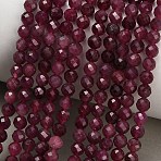 Natural Red Tourmaline Beads Strands, Faceted, Round, 4~4.5mm, Hole: 0.6mm, about 91~92pcs/strand, 15.08''~15.43''(38.3~39.2cm)(GG-CBA77FB-B01-4mm-A)