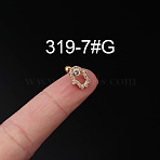 316L Surgical Stainless Steel Clear Cubic Zirconia Cartilage Earrings, Golden, Hamsa Hand, 6mm, Pin: 0.8mm(WG107EC-15)