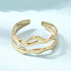 304 Stainless Steel Cuff Open Rings, Nuggets, Golden, 10.5mm, Inner Diameter: 18mm(SA-CBA5136-02G)