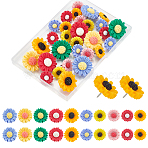 30Pcs 10 Styles Resin Flower Drawing Pins, with Iron Pins, Mixed Color, 14.2~16.5mm(AJEW-BM0001-07)