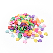 Handmade Polymer Clay Cabochons, Heart, Mixed Color, 4x5x1mm, about 3333pcs/1000g(CLAY-A002-04)