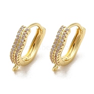 Rack Plating Brass Micro Pave Cubic Zirconia Hoop Findings, with Loop, Golden, 19 Gauge, 15.5x14x3.5mm, Hole: 1.4mm, Pin: 0.9mm(EJEW-A031-18G)