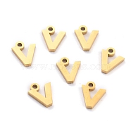 304 Stainless Steel Pendants, Matte Style, Greek Alphabet, Golden Color, Letter.V, Letter.N: 9.5x8x1.5mm, Hole: 1.5mm(STAS-F267-10V-G)