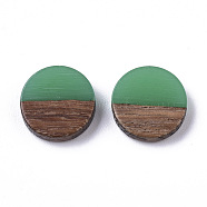 Resin & Wood Cabochons, Flat Round, Medium Spring Green, 10x2.5~4mm(X-RESI-S358-70-H15)