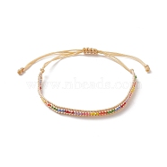 Handmade Japanese Seed Braided Bead Bracelet, Adjustable Bracelet for Women, PapayaWhip, Inner Diameter: 1-3/4~4-3/8 inch(4.5~11cm)(BJEW-MZ00017-02)