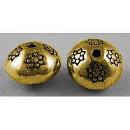 Tibetan Style Spacer Beads, Bicone, Lead Free & Cadmium Free, Antique Golden, 10.5x7.5mm, Hole: 1mm(X-GLF5009Y)