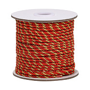 Polyester Cords, Milan Cords/Twisted Cords, 3-Ply, Red, 3mm, about 35m/roll(OCOR-WH0032-12)