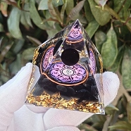 Orgonite Pyramid Resin Energy Generators, Reiki Natural Obsidian Chips Inside for Home Office Desk Decoration, 50x50x50mm(PW-WGF04D3-01)