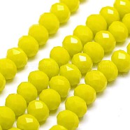 1 Strand Opaque Solid Yellow Color Faceted Crystal Glass Rondelle Beads Strands, 3x2mm, Hole: 1mm, about 138pcs/strand, 12.9 inch(X-EGLA-F049A-06)