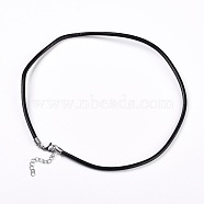 Leather Cord Necklace Making, with Stainless Steel Findings, Black, 17.7 inch~18.1 inch(45~46cm), 3mm(WL-I002-B-01)