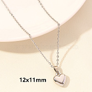 Stainless Steel Heart-shaped Necklace Jewelry DIY Accessories,PVD Vacuum Plating, Stainless Steel Color, 15.75 inch(40cm)(FY2457-5)