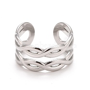304 Stainless Steel Hollow Chunky Open Cuff Ring for Women, Stainless Steel Color, US Size 8 1/2(18.5mm)(RJEW-A005-40P)