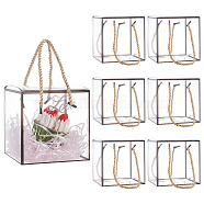 Transparent PVC Plastic Gift Box, with Polyester Cord, Square, Black, Finished Product: 12x12x12cm, about 3pcs/set(OBOX-WH0016-05B)