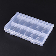 Plastic Bead Containers, Flip Top Bead Storage, For Seed Beads Storage Box, with PP Plastic Packing Box, Rectangle, Clear, 12pcs containers/box, 50x27x12mm, Hole: 9x10mm(CON-R010-01C)