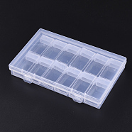 Plastic Bead Containers, Flip Top Bead Storage, For Seed Beads Storage Box, with PP Plastic Packing Box, Rectangle, Clear, 12pcs containers/box, 5x2.7x1.2cm, Hole: 0.9x1cm(CON-R010-01C)