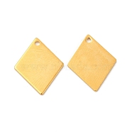 201 Stainless Steel Pendants, Rhombus Charm, Real 24K Gold Plated, 16x13x0.5mm, Hole: 1.2mm(STAS-P320-26G)