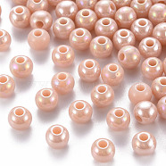 Opaque Acrylic Beads, AB Color Plated, Round, PeachPuff, 6x5mm, Hole: 1.8mm, about 4400pcs/500g(MACR-S370-D6mm-34)