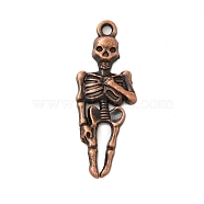 Tibetan Style Alloy Pendants, Skeleton, Red Copper, 42.5x15.5x3.5mm, Hole: 2.5mm(FIND-Z063-09R)