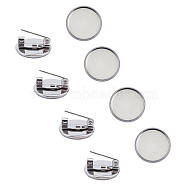 304 Stainless Steel Brooch Findings, Flat Round, Stainless Steel Color, 16x7mm, 30pcs/box(STAS-UN0007-87P)