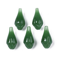 Imitation Jade Glass Beads, Half Drilled, Flower Bud, Sea Green, 10.5x20~21mm, Hole: 1mm(GLAA-S054-21A)