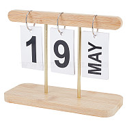 Wood Flip Perpetual Desk Calendar, with Iron Ring, School Office Supplies, Small Desk Decoration, Sandy Brown, 210x80x150mm(DJEW-WH0039-83A)