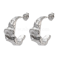 304 Stainless Steel Stud Earrings, Half Hoop Earrings, Stainless Steel Color, 24x11mm(EJEW-P258-47P)
