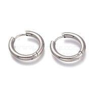 201 Stainless Steel Huggie Hoop Earrings, with 304 Stainless Steel Pin, Hypoallergenic Earrings, Ring, Stainless Steel Color, 19x3mm, 9 Gauge, Pin: 1mm(EJEW-O095-05-04)