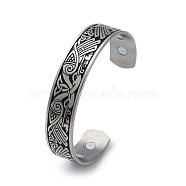 304 Stainless Steel Magnetic Cuff Bangles, Enamel Trinity Knot Open Bangle, Stainless Steel Color, Inner Diameter: 2x2-1/2 inch(5.2x6.25cm)(BJEW-P307-01P)
