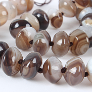Glossy Dyed Natural Agate Rondelle Bead Strands, Rosy Brown, 14x8mm, Hole: 1mm, about 40pcs/strand, 16.15 inch(G-E212-10)