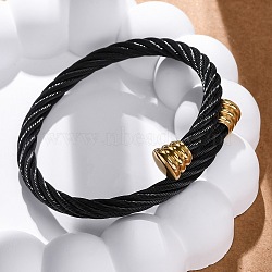 304 Stainless Steel Torque Bangles for Women, Ion Plating(IP), Black, 3/4 inch(1.9cm), Inner Diameter: 2-1/4 inch(5.75x5.7cm)(BJEW-P310-24MC01)