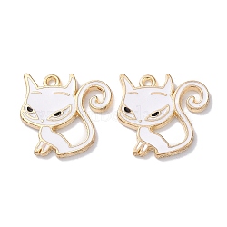 Alloy Enamel Pendants, Golden, Animals Theme Charm, Cat Shape, 19x20x1.5mm, Hole: 1.5mm(ENAM-O001-08M-G)